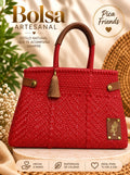Z-Bolsa artesanal tipo canasta color rojo.
